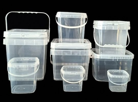 2 Lbs Quadrado de armazenamento de alimentos baldes de plástico com tampas IML Decoração