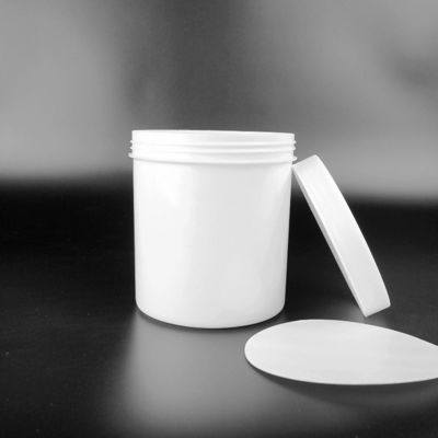 Baldes de plástico branco empilháveis com tampa para armazenamento de alimentos