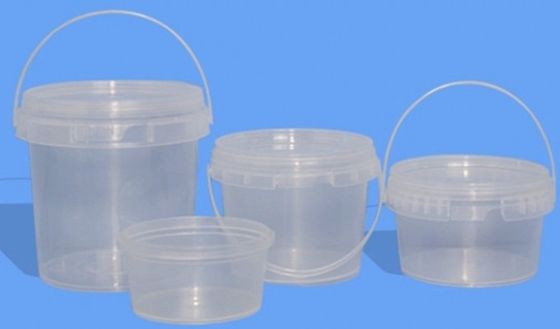 5l baldes de plástico transparente com tampa de transferência térmica